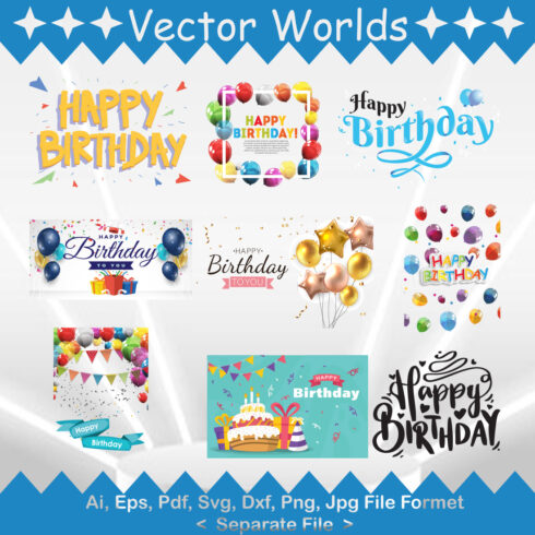 Happy Birthday SVG Vector Design cover image.