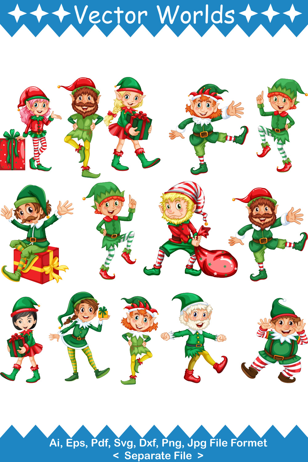 Elf SVG Vector Design pinterest preview image.