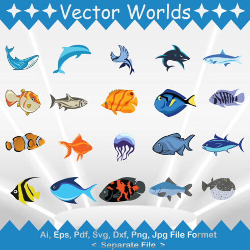 Aquarium Fish SVG Vector Design cover image.