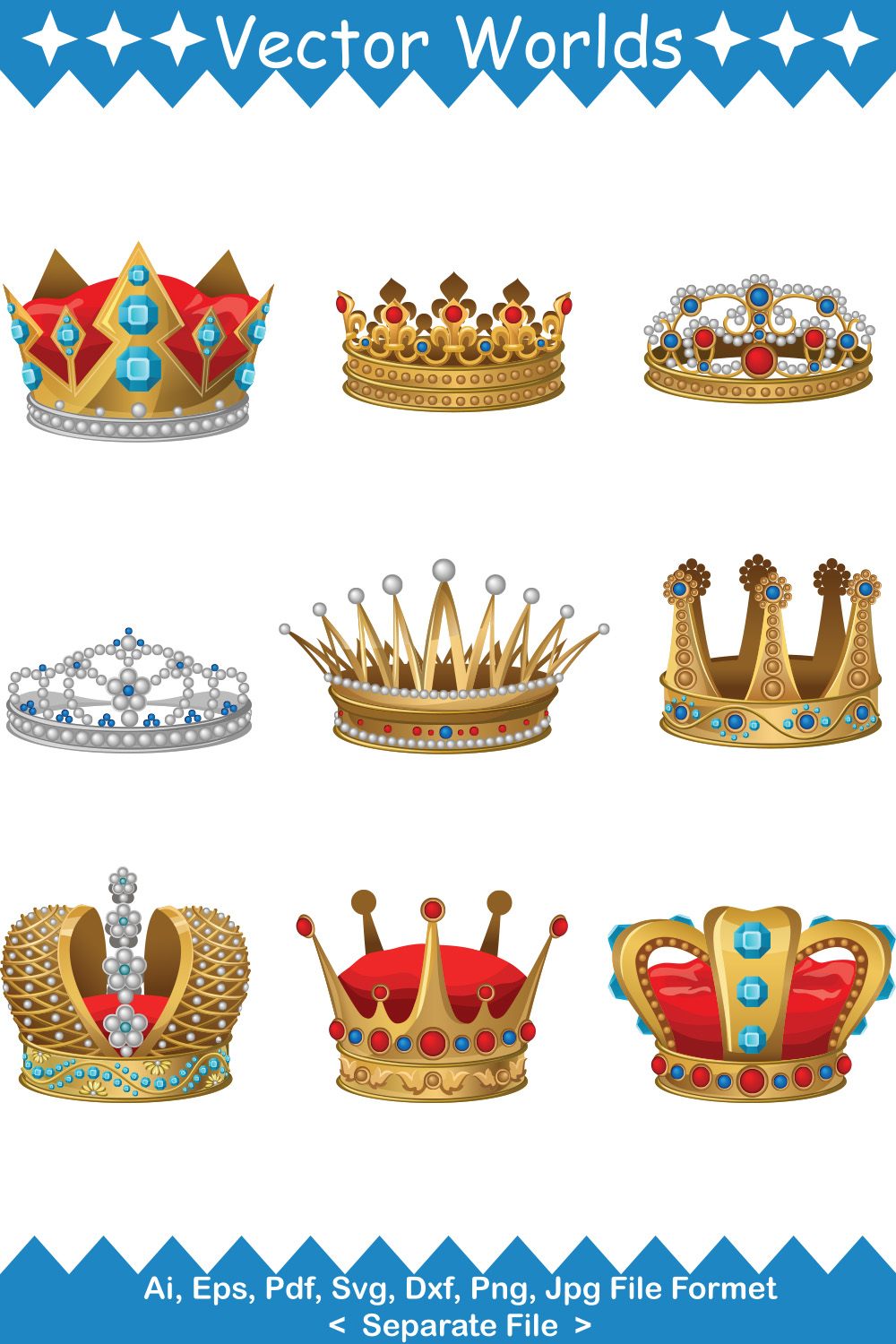 Crown SVG Vector Design pinterest preview image.