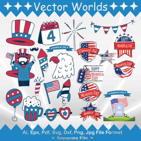 Happy Memorial Day SVG Vector Design cover image.