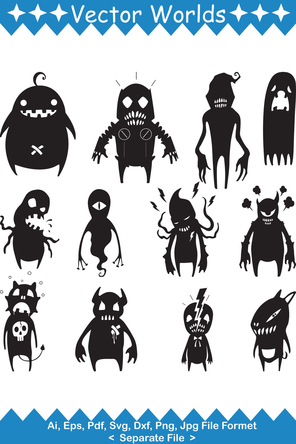 Little monsters SVG Vector Design pinterest preview image.