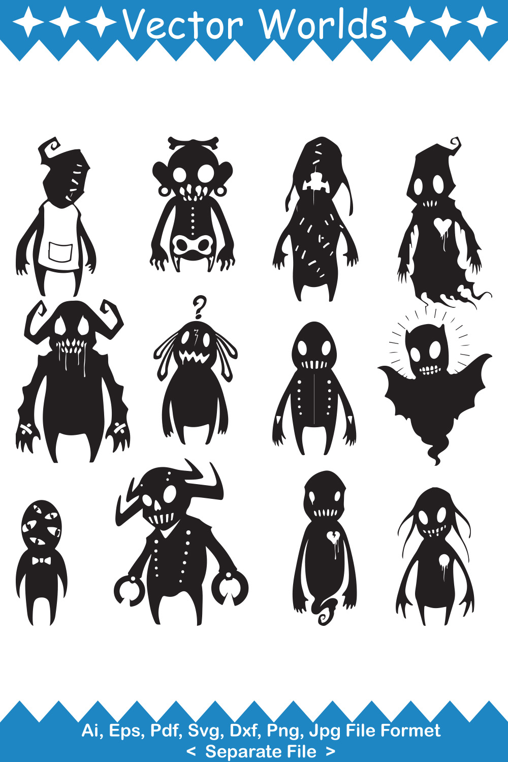 Little monsters SVG Vector Design pinterest preview image.