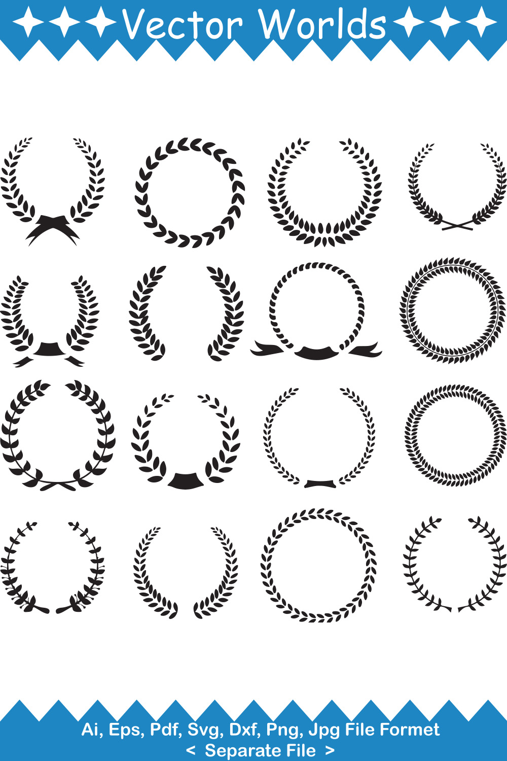 Circular Laurel SVG Vector Design pinterest preview image.