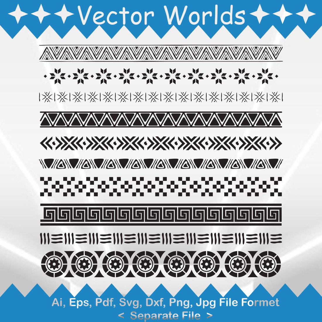 Aztec Border SVG Vector Design preview image.