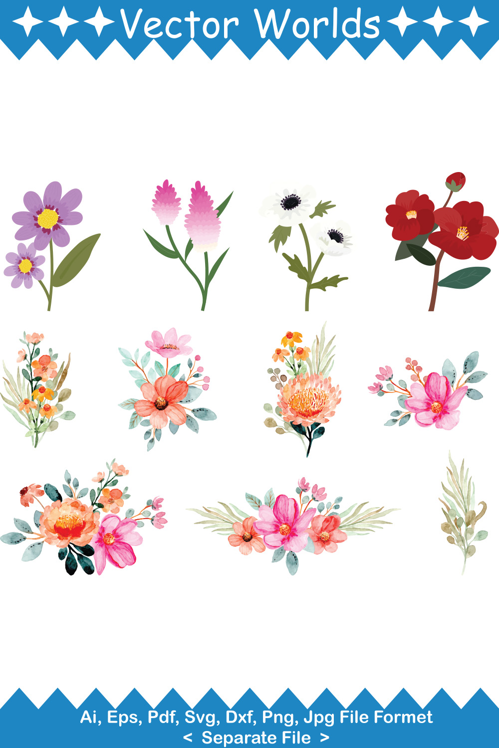 Flower SVG Vector Design pinterest preview image.