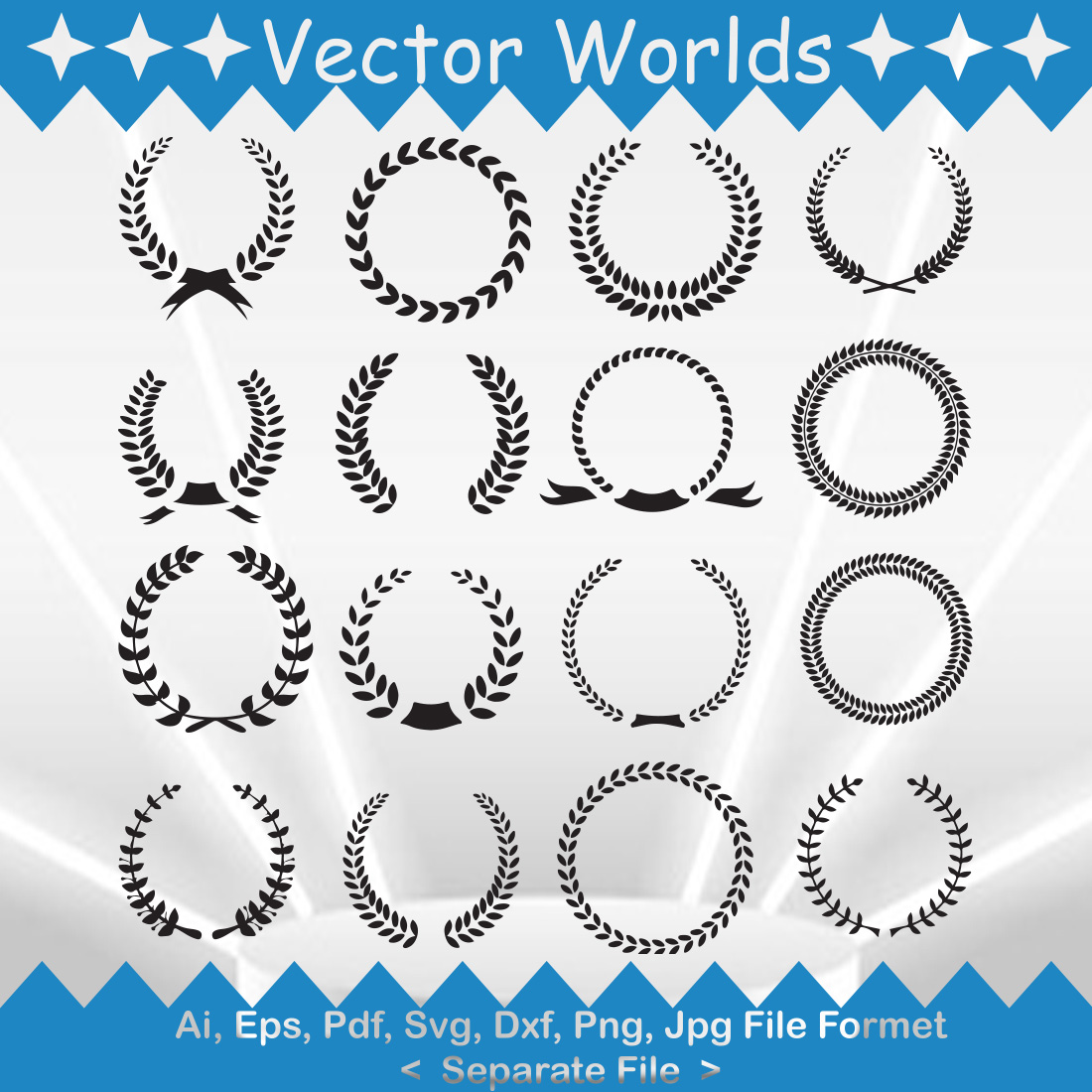 Circular Laurel SVG Vector Design preview image.