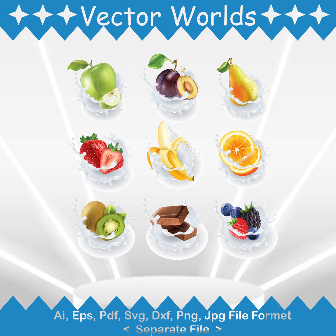 Fruits Milk SVG Vector Design preview image.