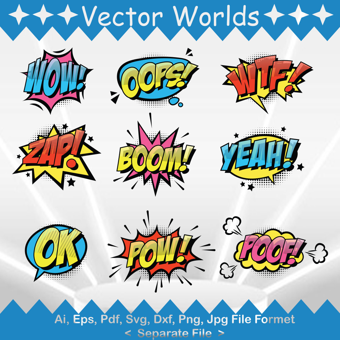 Comic Word SVG Vector Design preview image.