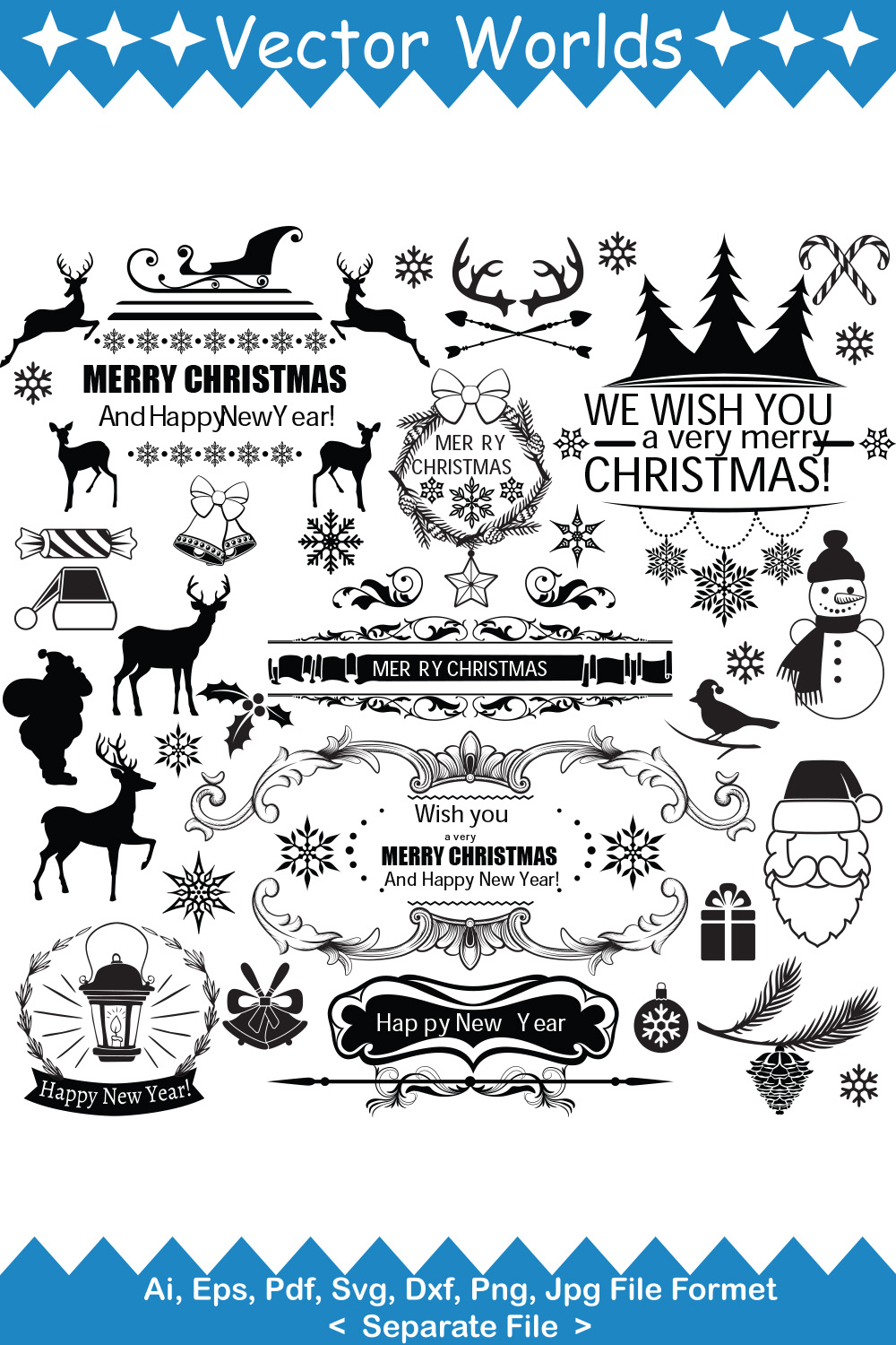 Christmas Frame SVG Vector Design pinterest preview image.