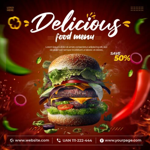 Food post design ( fast food post design ) restaurant post design burger post design cover image.