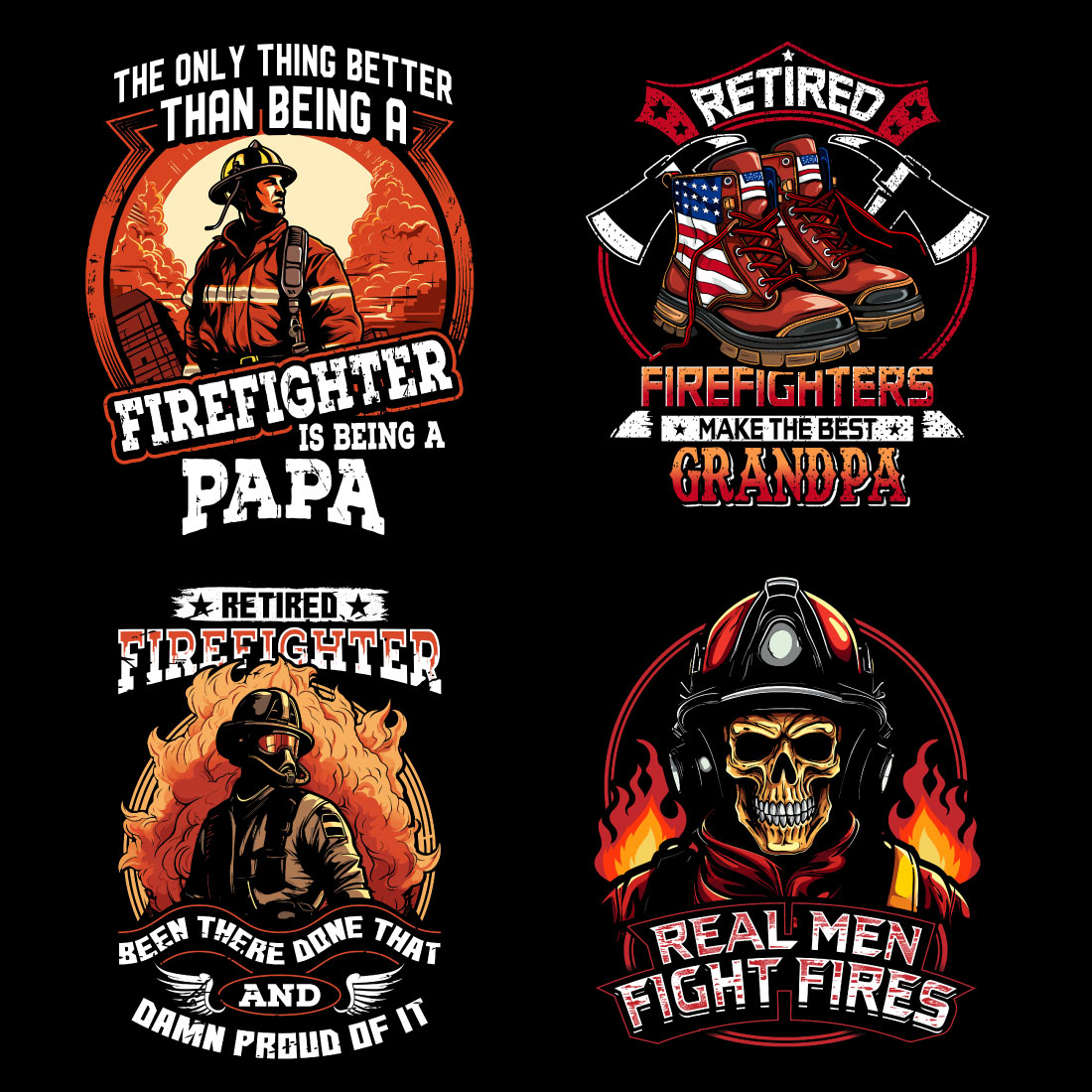 Firefighter t shirt design preview image.