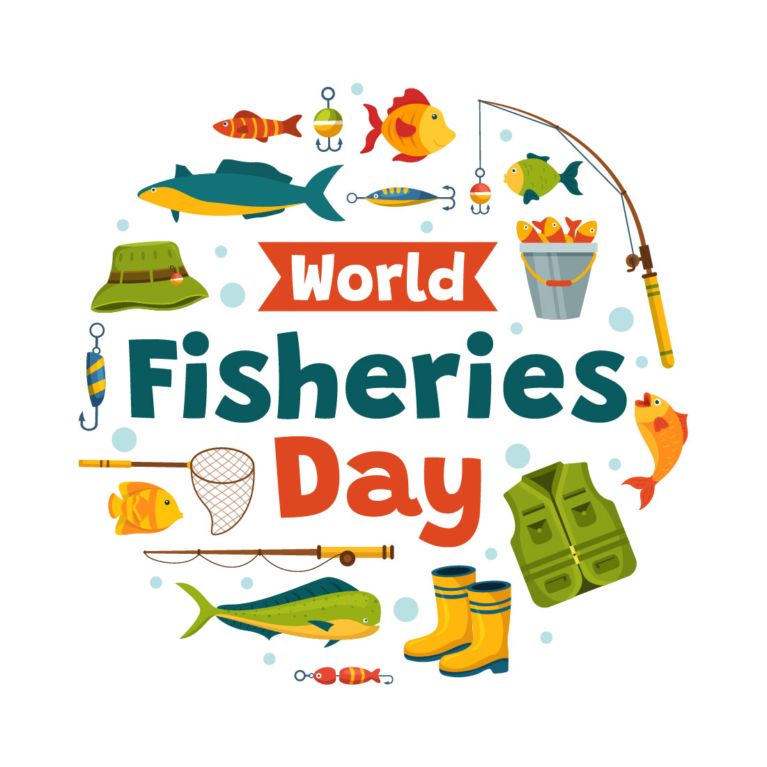 10 World Fisheries Day Illustration preview image.