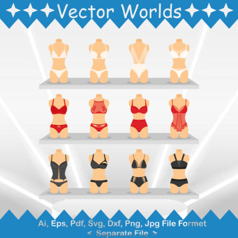 Fashion Lingerie SVG Vector Design cover image.