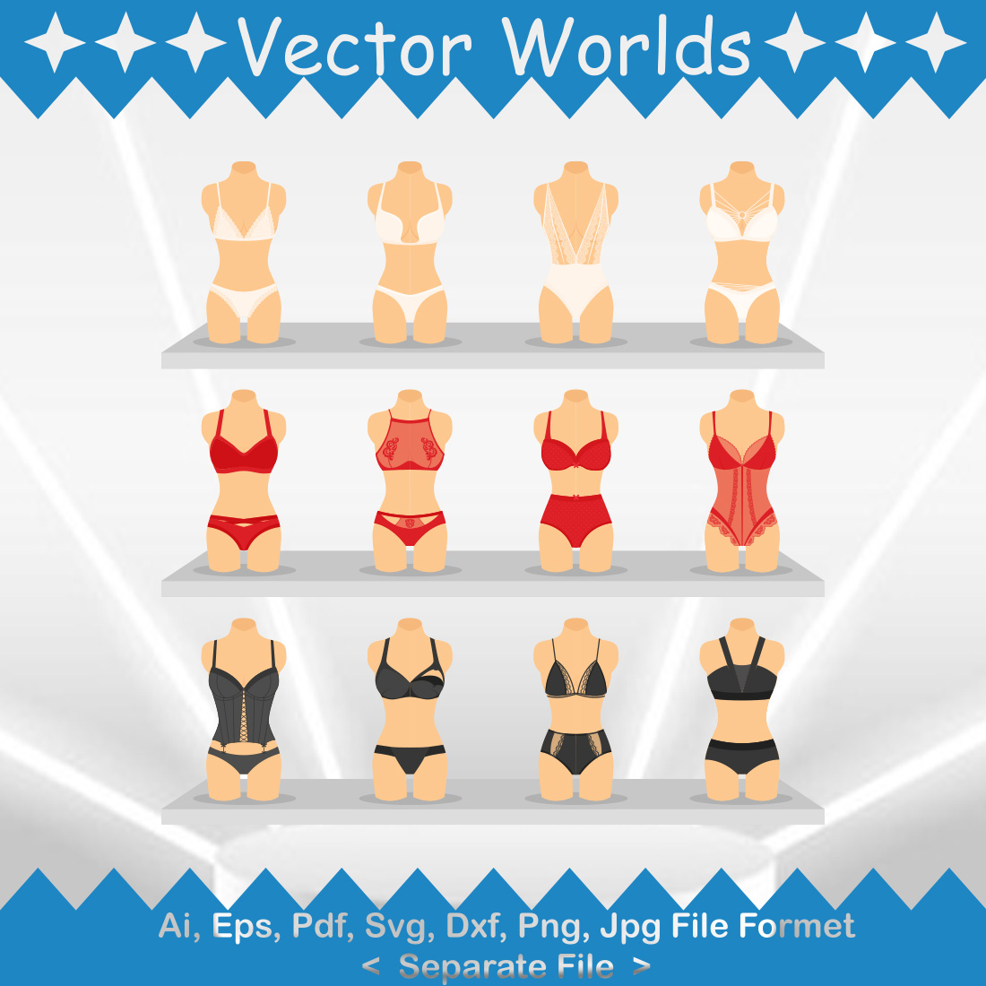 Fashion Lingerie SVG Vector Design cover image.