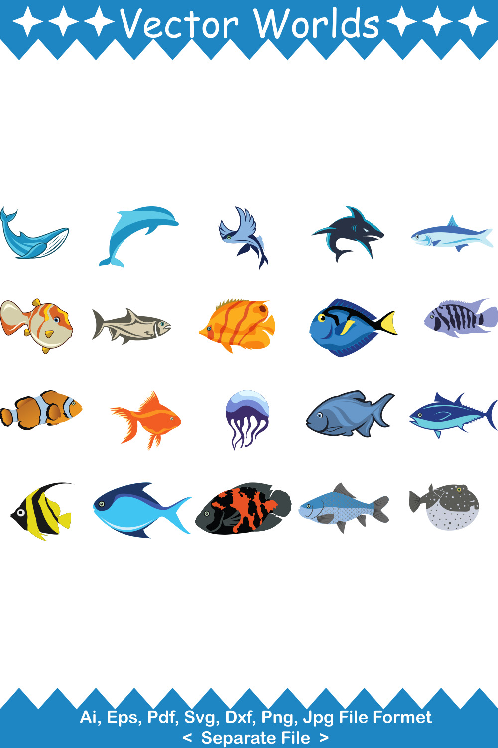 Aquarium Fish SVG Vector Design pinterest preview image.