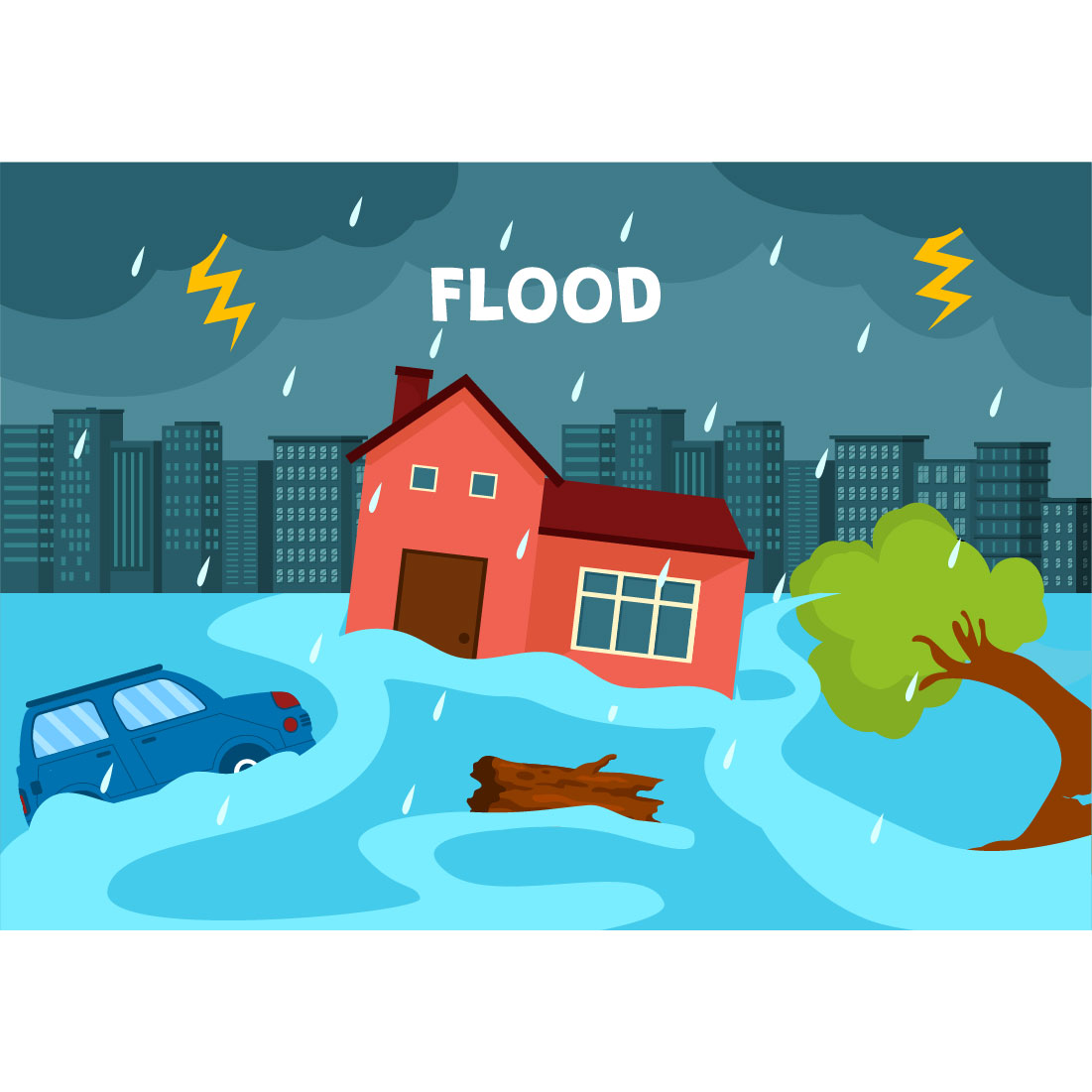 6 Floods Vector Illustration cover image.