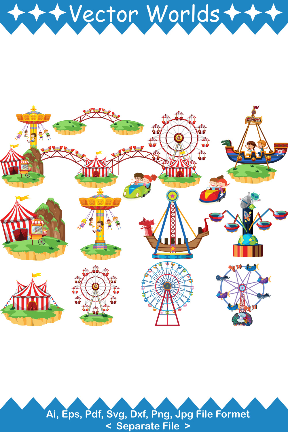 Amusement Park SVG Vector Design pinterest preview image.