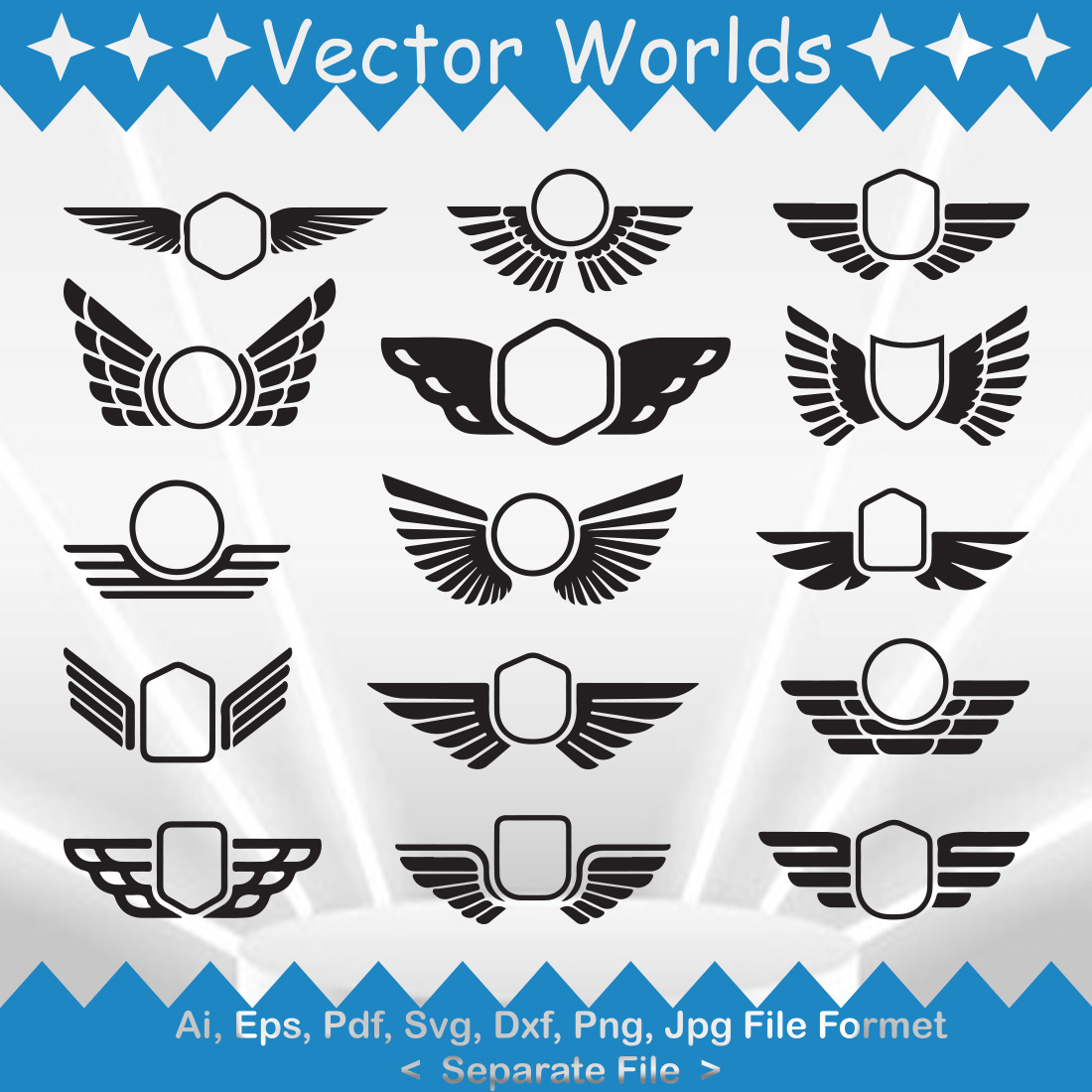 Flying Bird Shield SVG Vector Design preview image.