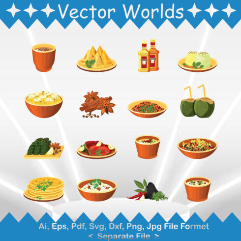 Indian Cuisine Food SVG Vector Design cover image.