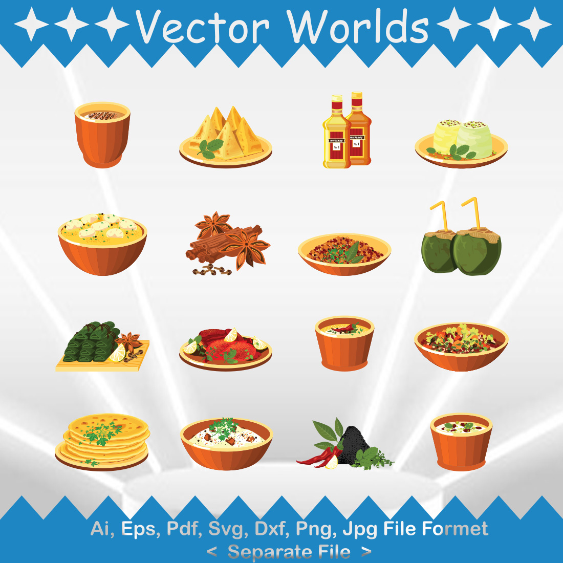 Indian Cuisine Food SVG Vector Design cover image.