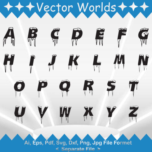 Ice Font Alphabet SVG Vector Design cover image.