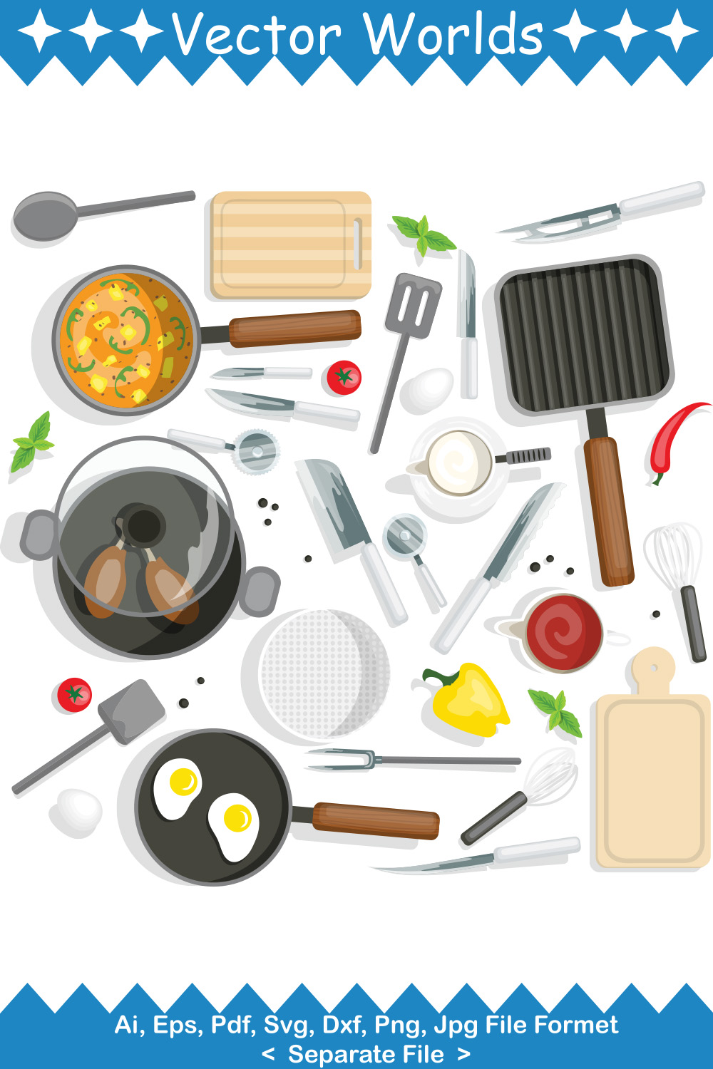 Kitchen SVG Vector Design pinterest preview image.