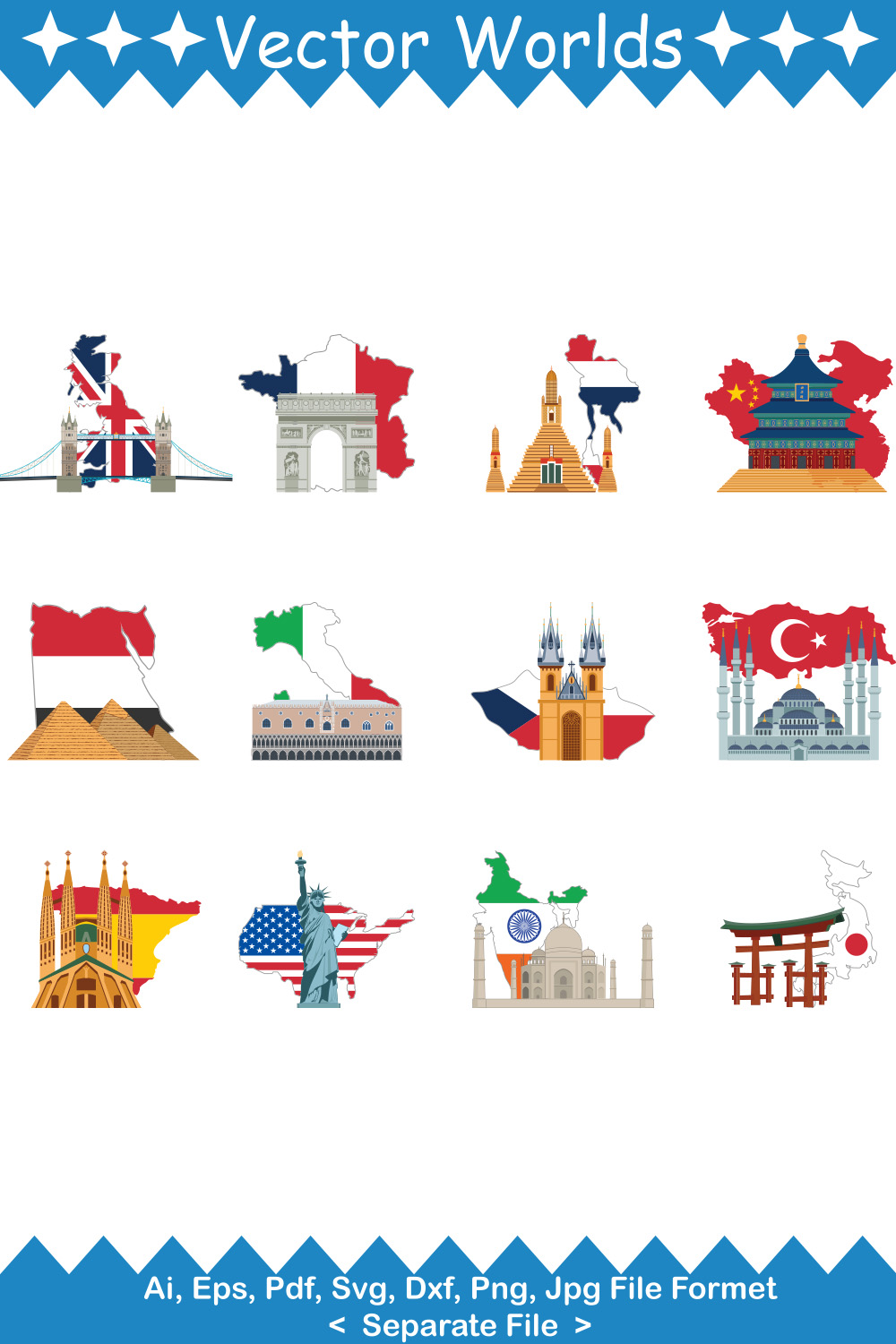 Flag Landmark SVG Vector Design pinterest preview image.