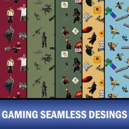 Gaming seamless designs for room décor and desings cover image.