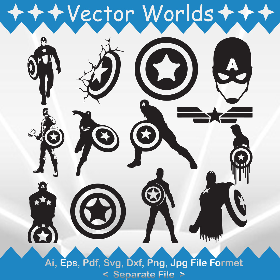 Captain America SVG Vector Design cover image.