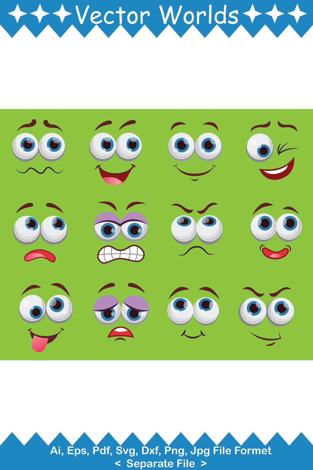 Comic Face SVG Vector Design pinterest preview image.