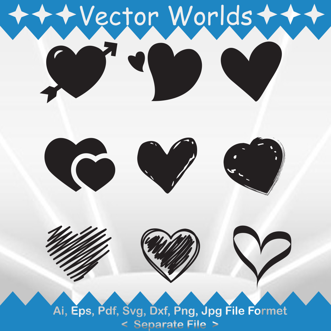 Heart Love SVG Vector Design preview image.