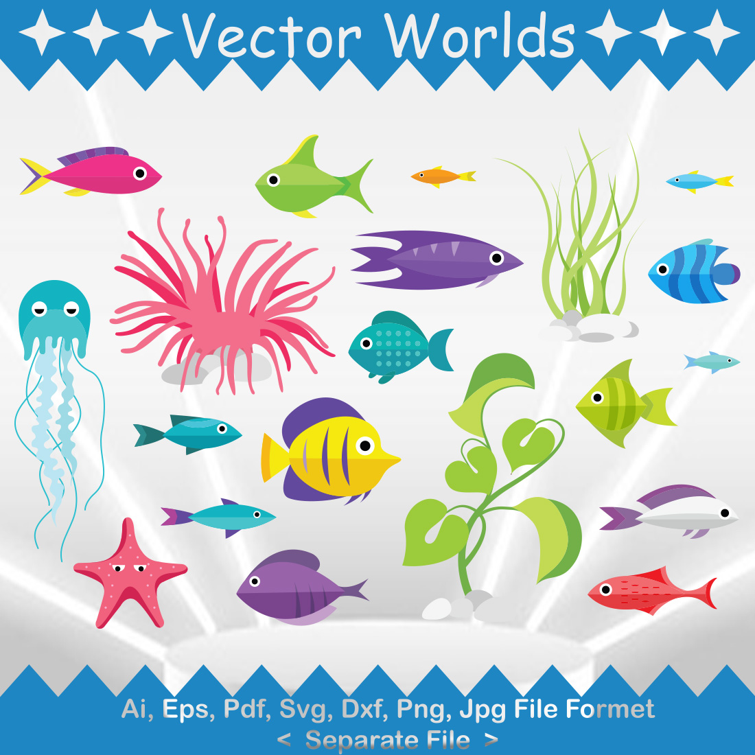 Fish Collection SVG Vector Design preview image.