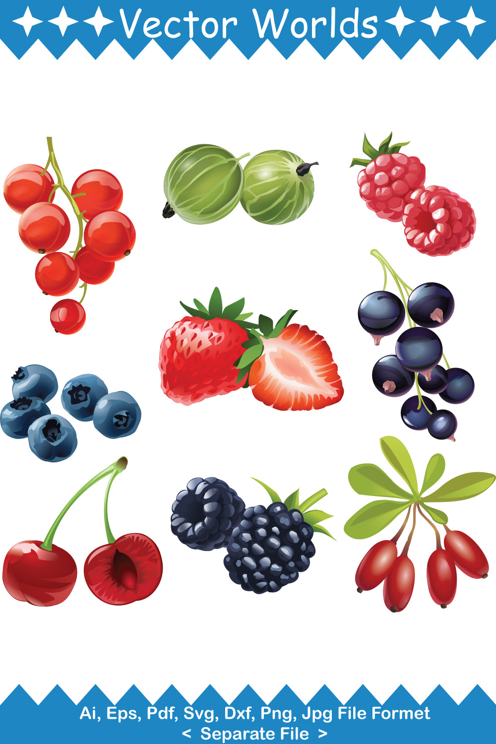 Berries SVG Vector Design pinterest preview image.