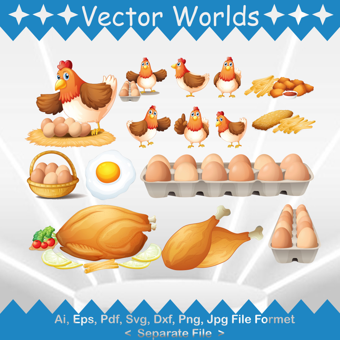 Chickens Egg SVG Vector Design preview image.