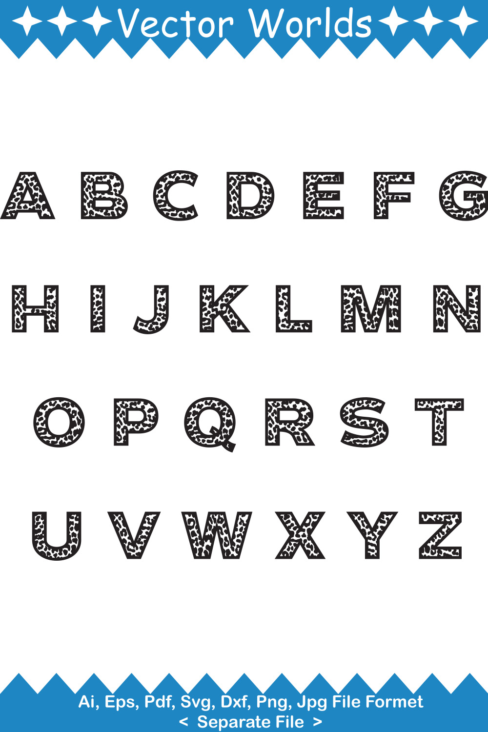 Cheetah Font Alphabet SVG Vector Design pinterest preview image.