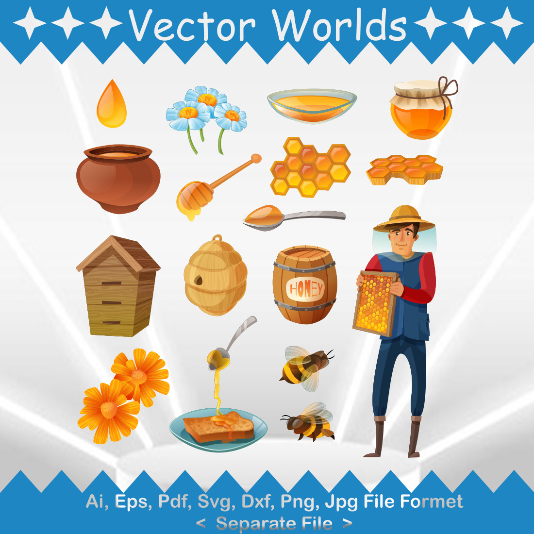 Honey SVG Vector Design preview image.