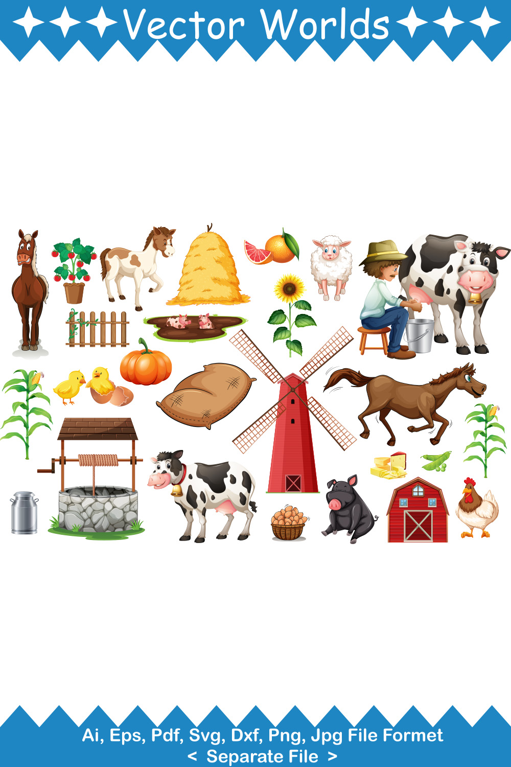 Farm SVG Vector Design pinterest preview image.