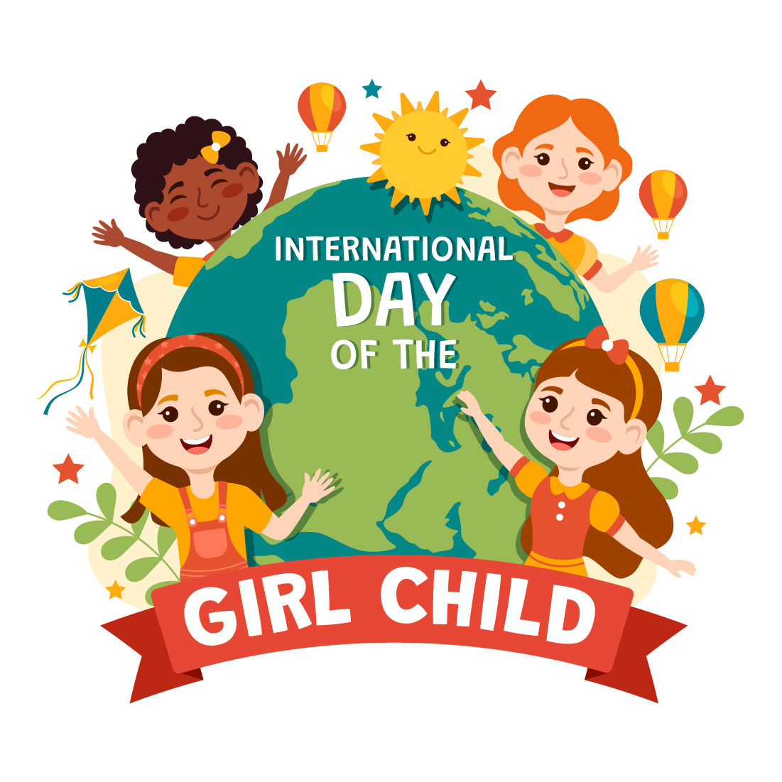 10 International Day of the Girl Child Illustration preview image.