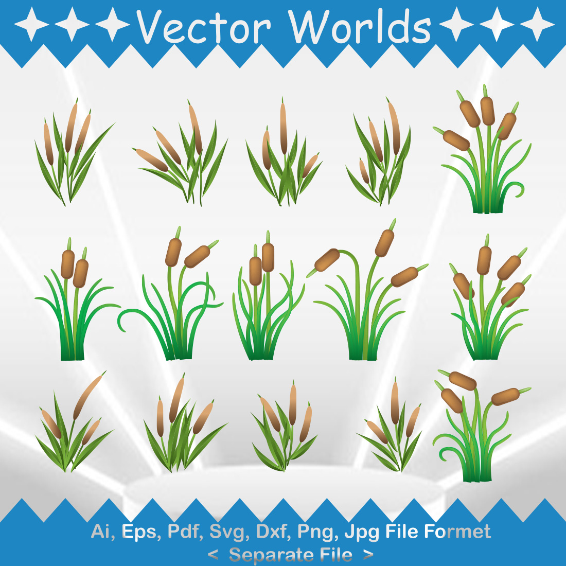 Cattail SVG Vector Design preview image.