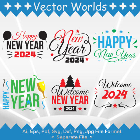 Happy New Year SVG Vector Design cover image.