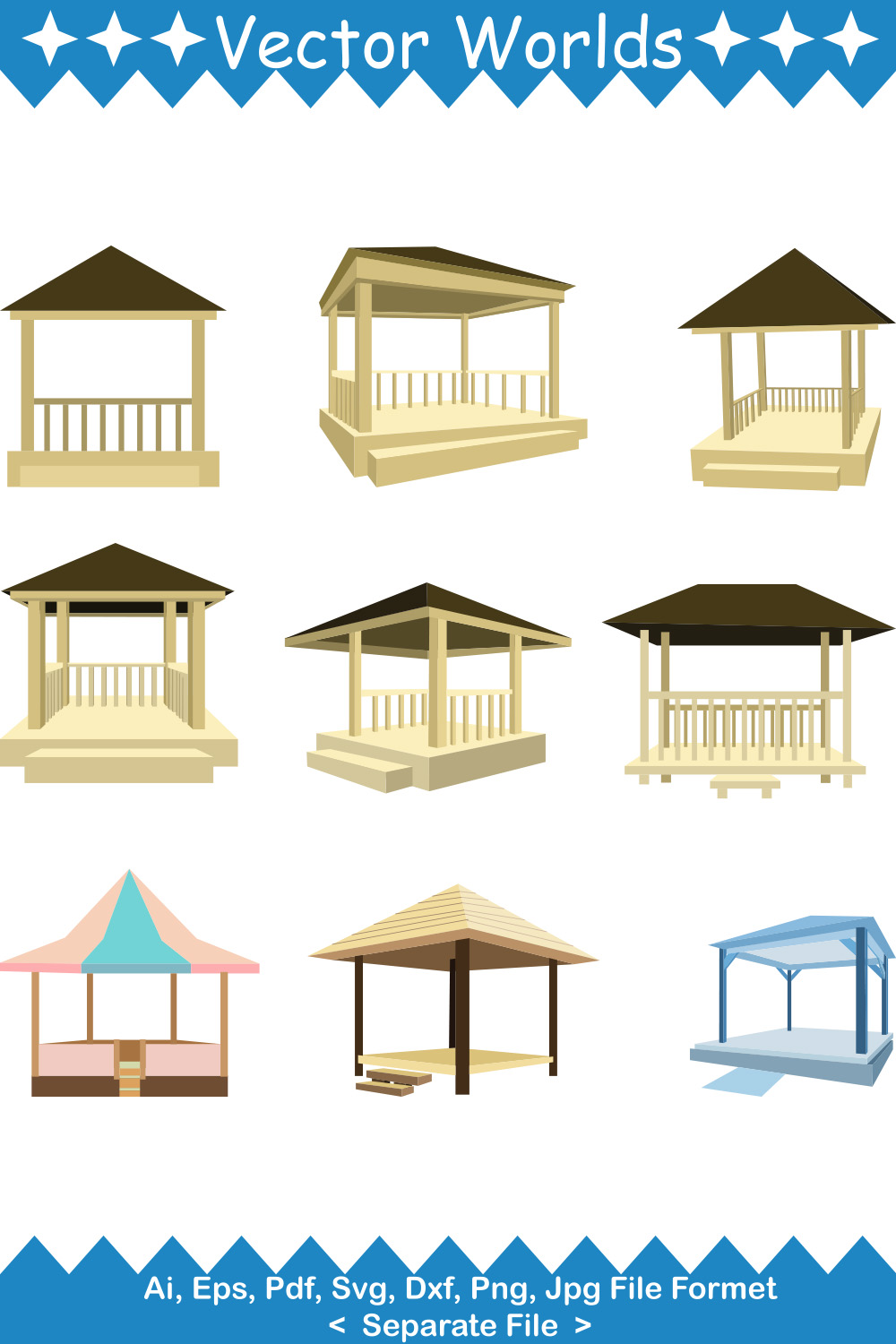 Gazebo SVG Vector Design pinterest preview image.