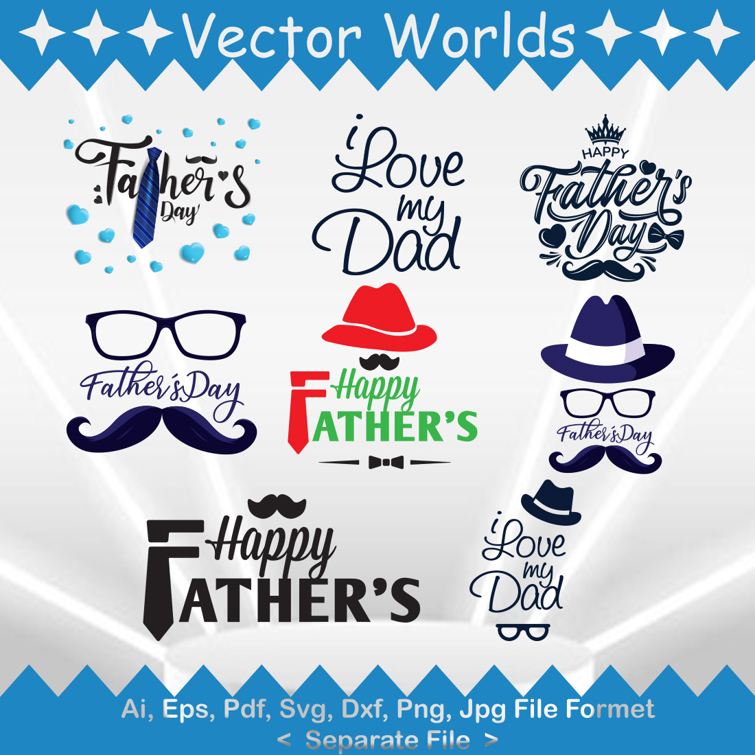 Happy Fathers Day SVG Vector Design preview image.