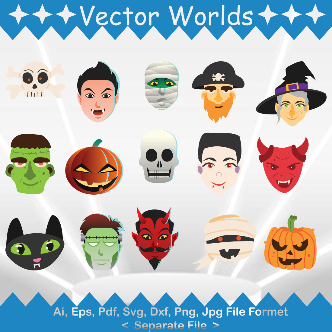 Halloween Mask SVG Vector Design preview image.