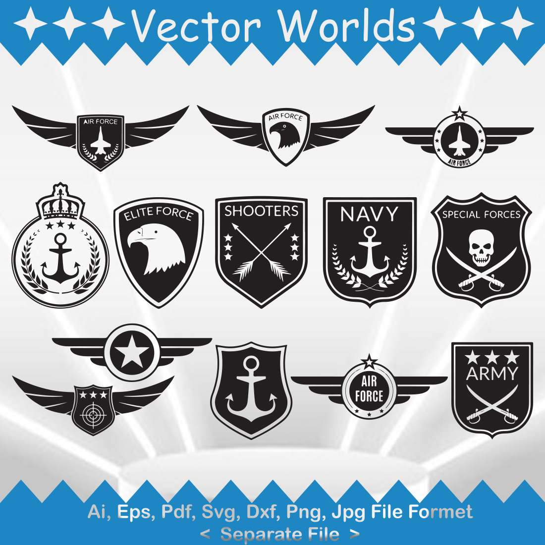 Air Force Badge SVG Vector Design preview image.