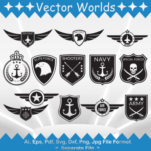 Air Force Badge SVG Vector Design cover image.