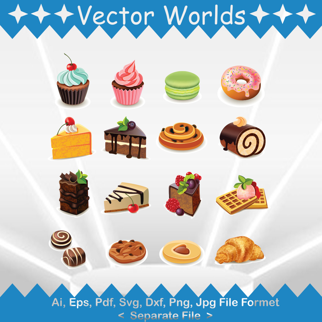 Cakes SVG Vector Design preview image.