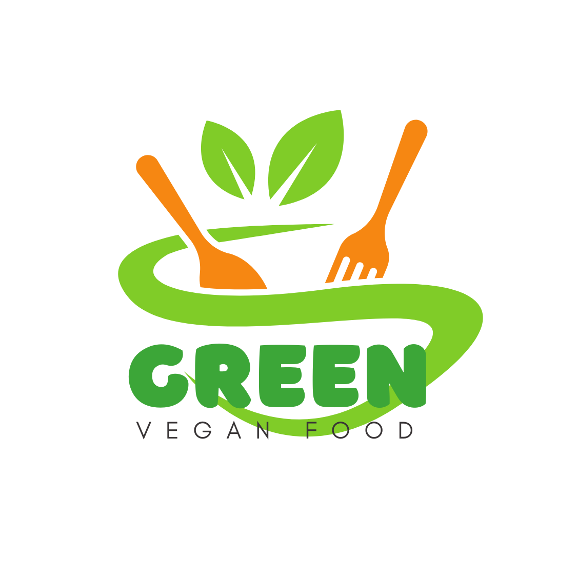 green and orange playful fun vegan food logo 560