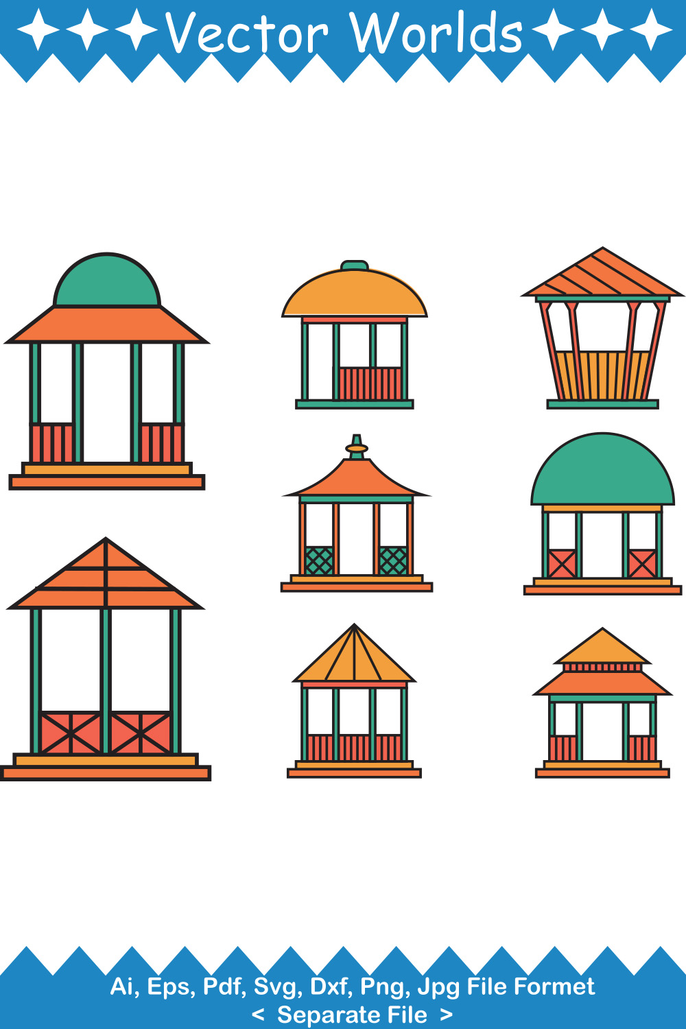 Gazebo SVG Vector Design pinterest preview image.