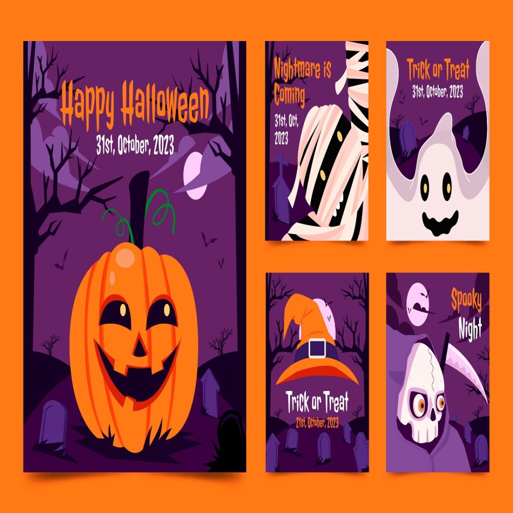 Halloween celebration Instagram posts collection MasterBundles